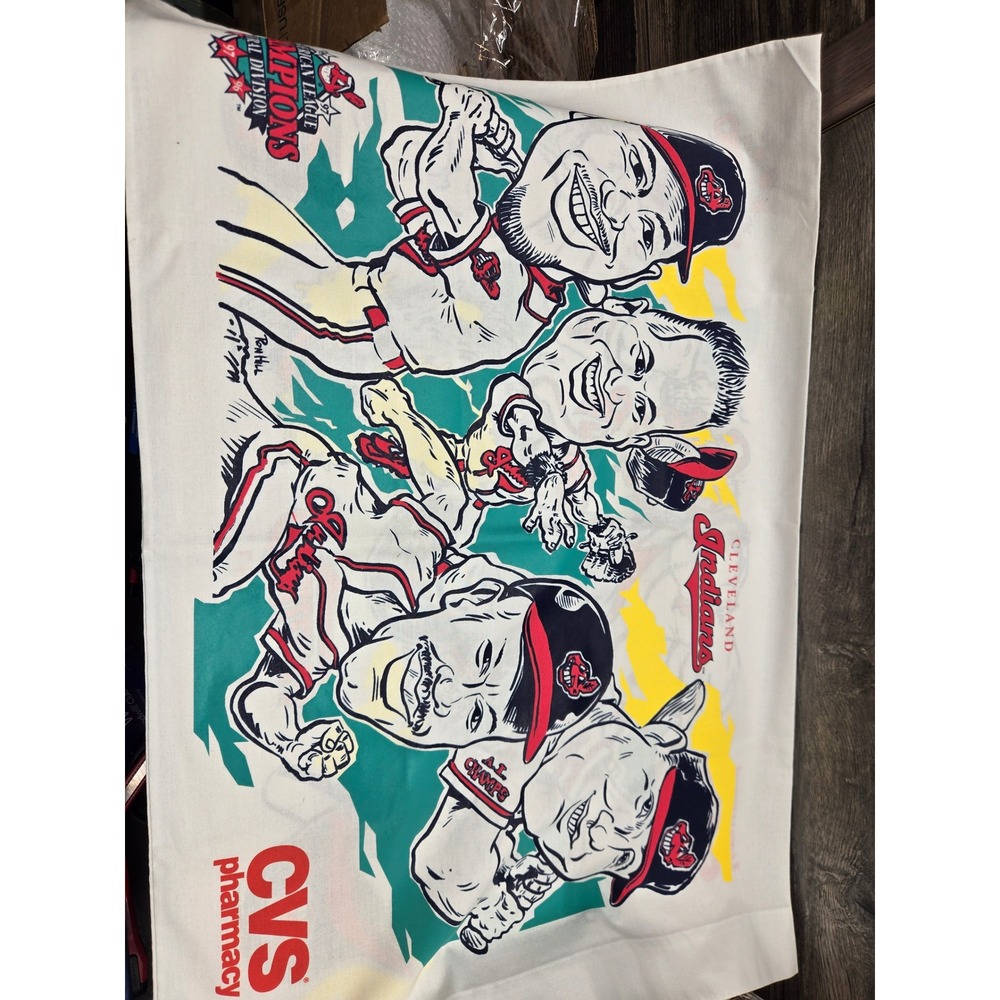 Vintage Cleveland Indians 1996 AL Central Champions CVS Pillowcase Caricature